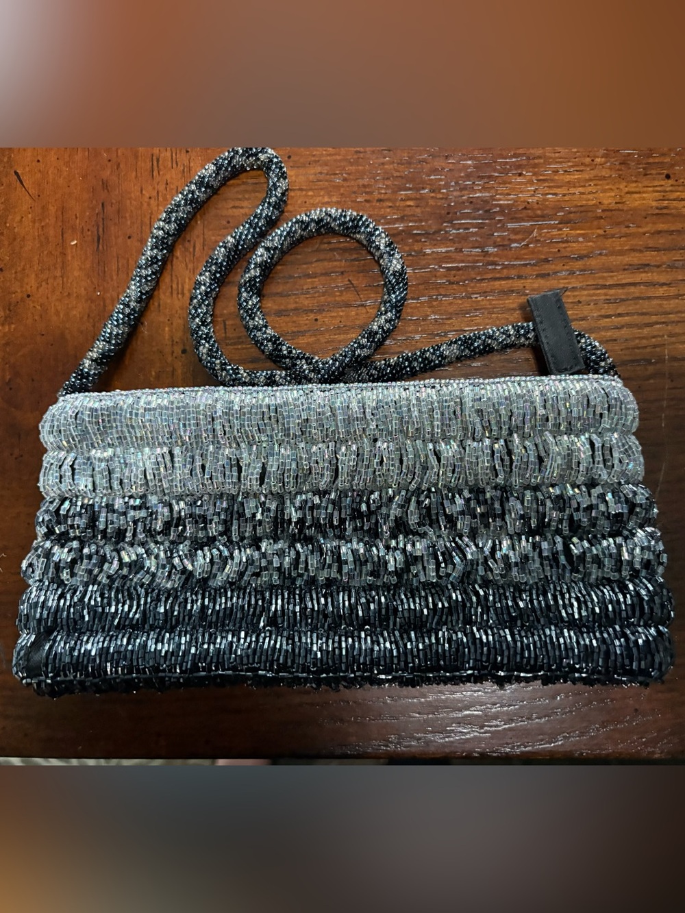 Vintage Ombre Beaded Evening Clutch Shoulder Bag
